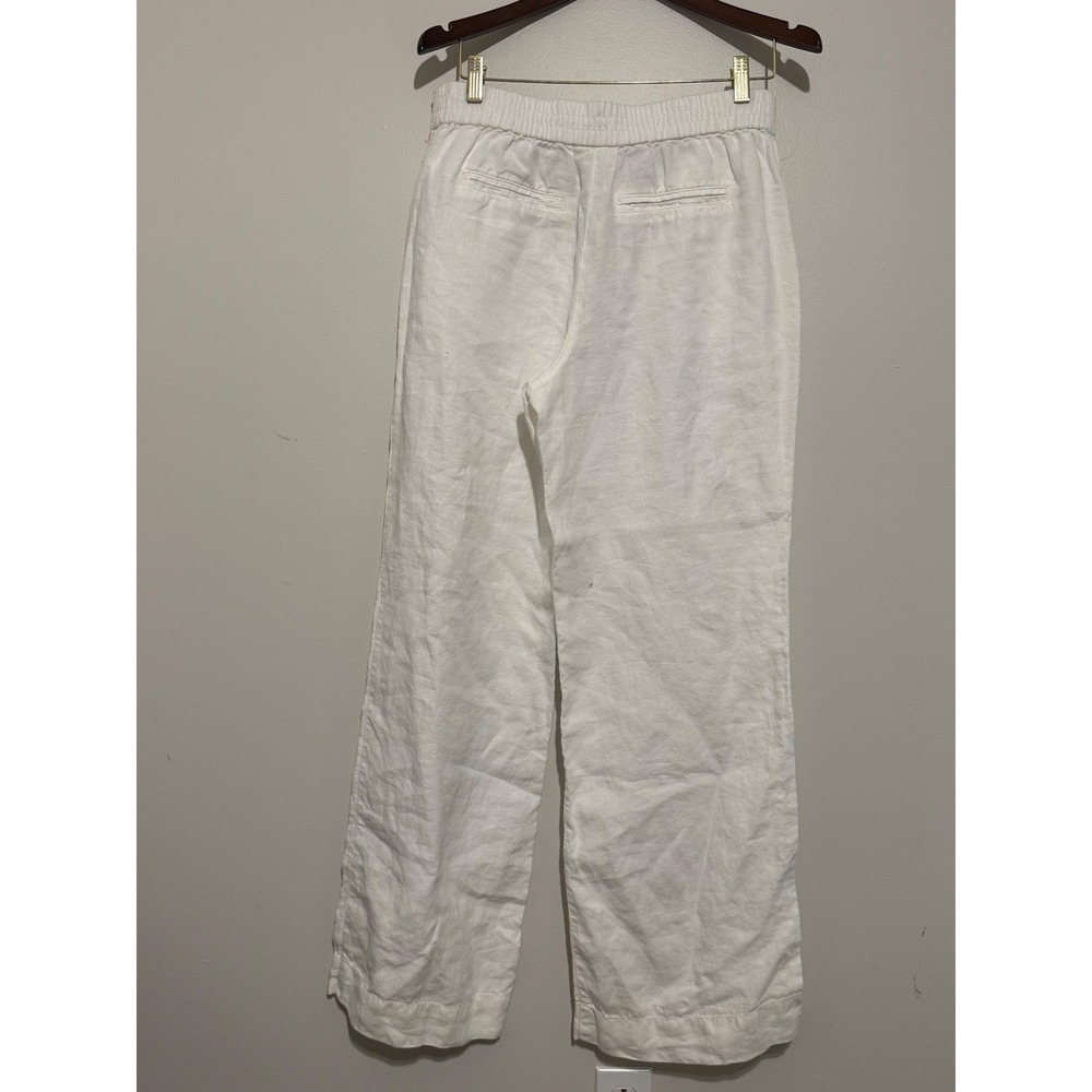 Chicos White 100% Linen Wide Leg Pants Elastic Back Size 0 Regular - Picture 5 of 10